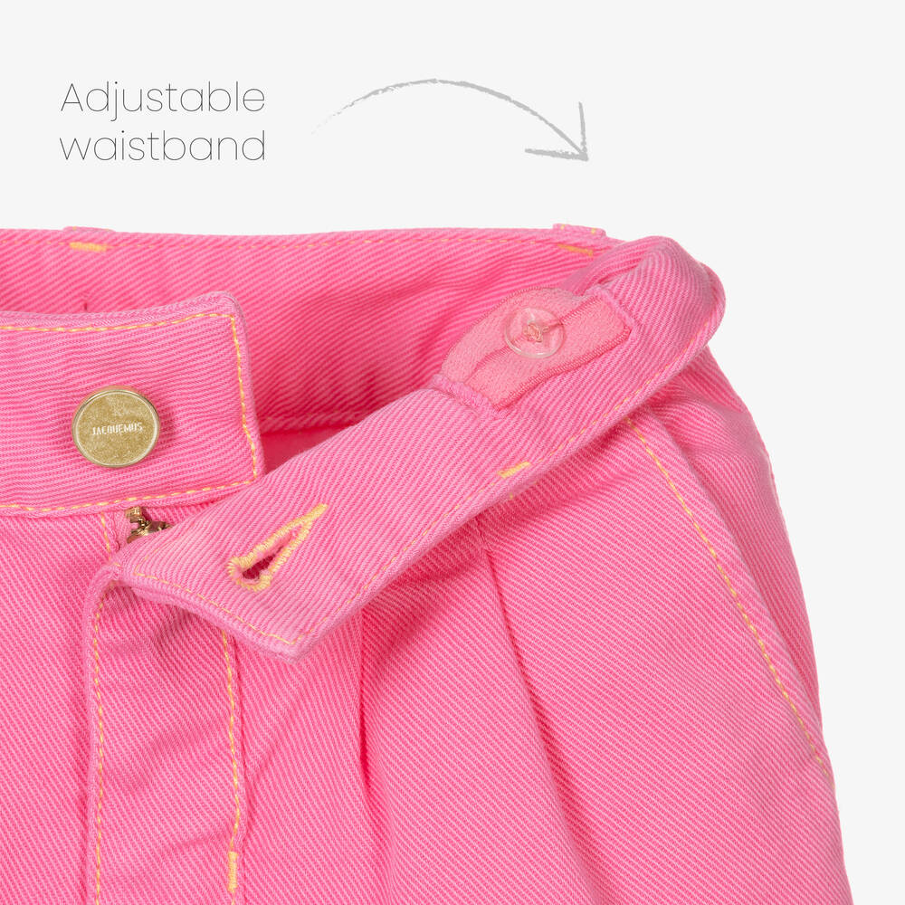 JACQUEMUS-Розовые хлопковые брюки прямого кроя из денима для девочек | Childrensalon Outlet