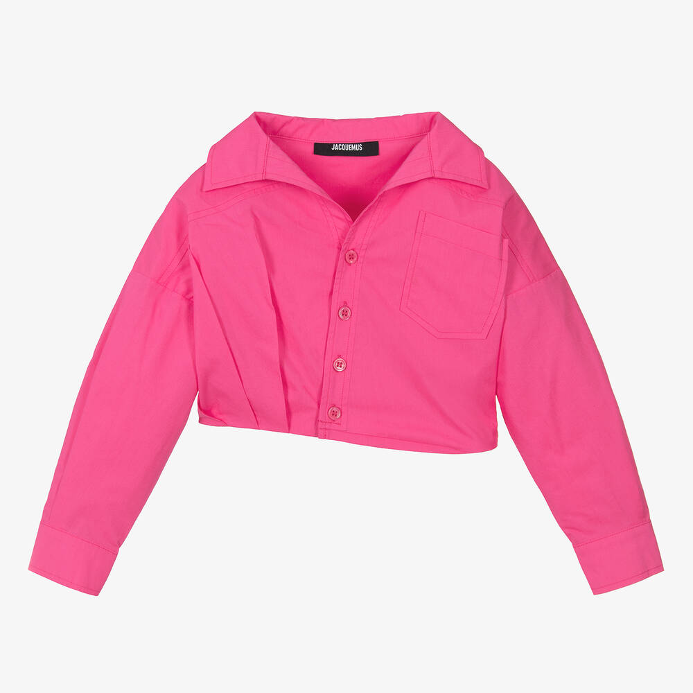 JACQUEMUS-بلوز كروب قطن لون زهري للبنات | Childrensalon Outlet