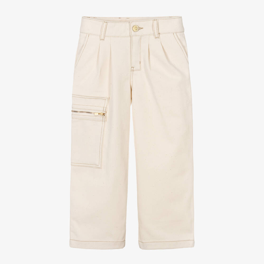 JACQUEMUS-بنطلون قصَّة مستقيمة قطن دنيم لون عاجي | Childrensalon Outlet