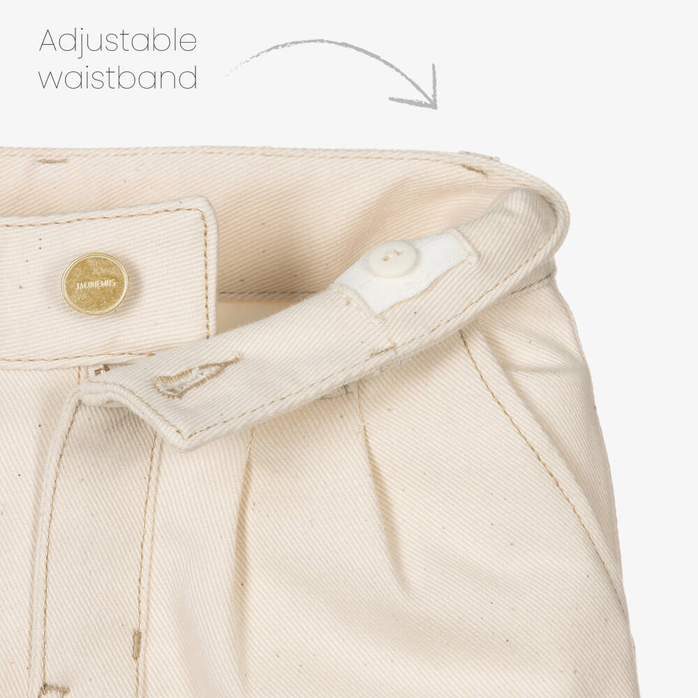 JACQUEMUS-Кремовые джинсовые брюки прямого кроя | Childrensalon Outlet