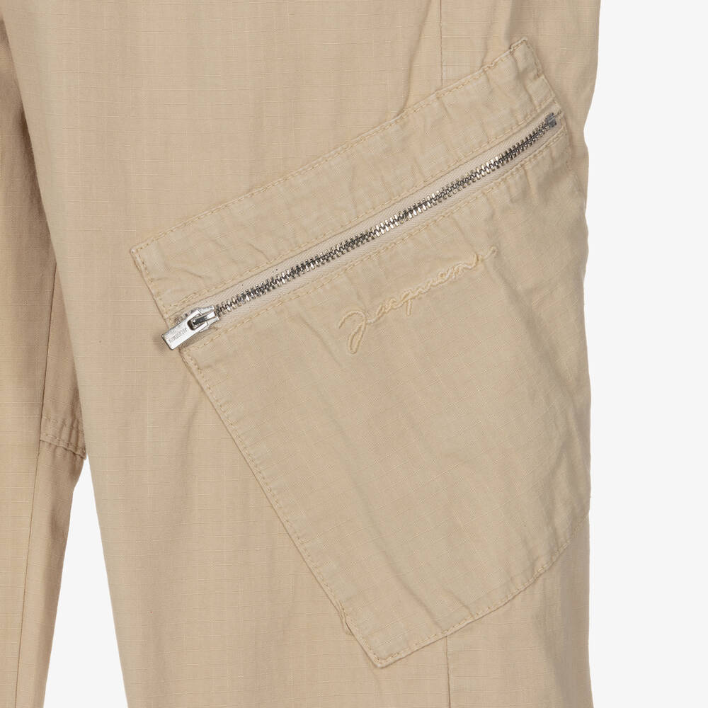 JACQUEMUS-Бежевые хлопковые брюки карго для подростков | Childrensalon Outlet