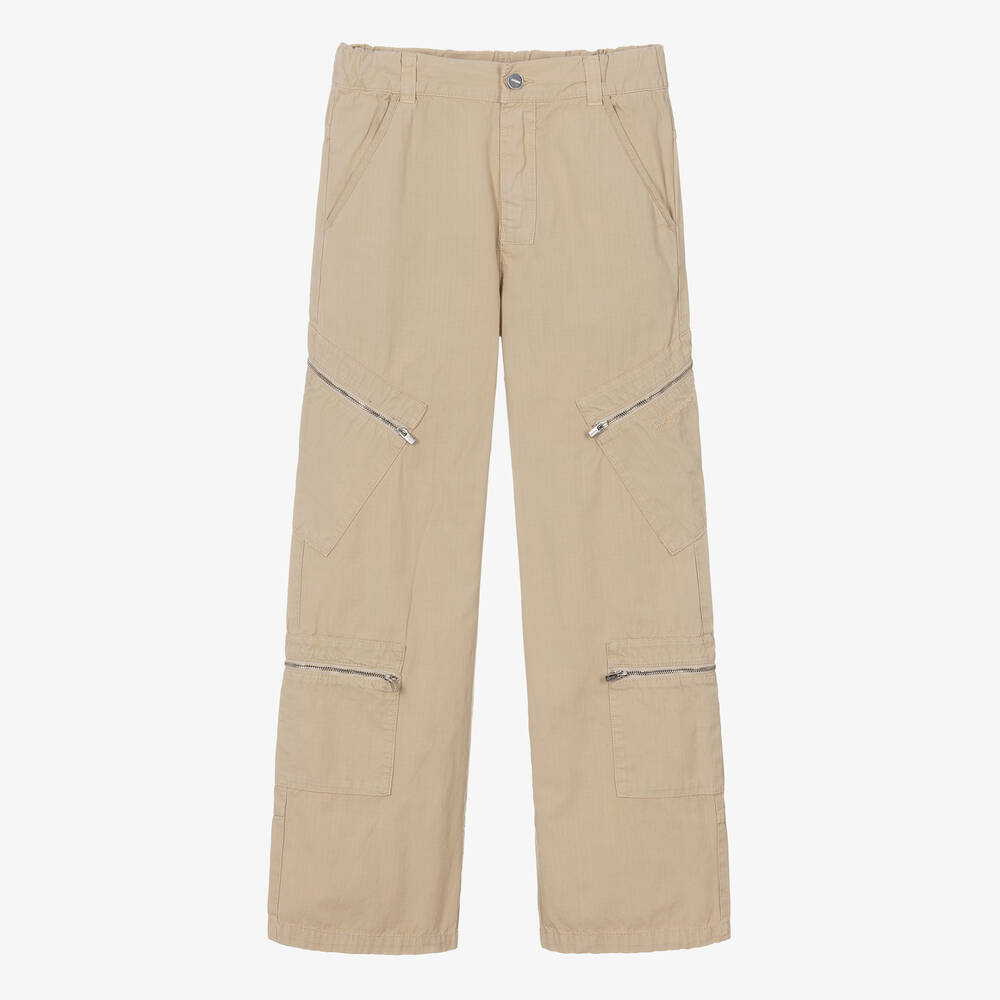 JACQUEMUS-Teen Beige Cotton Cargo Trousers | Childrensalon Outlet