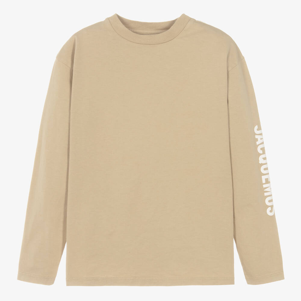 JACQUEMUS-توب قطن جيرسي لون بيج تينز | Childrensalon Outlet