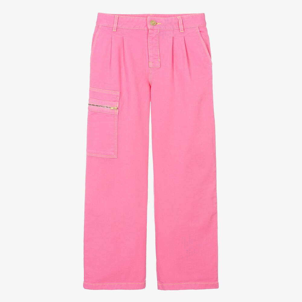 JACQUEMUS-Teen Girls Pink Cotton Denim Straight Fit Trousers | Childrensalon Outlet