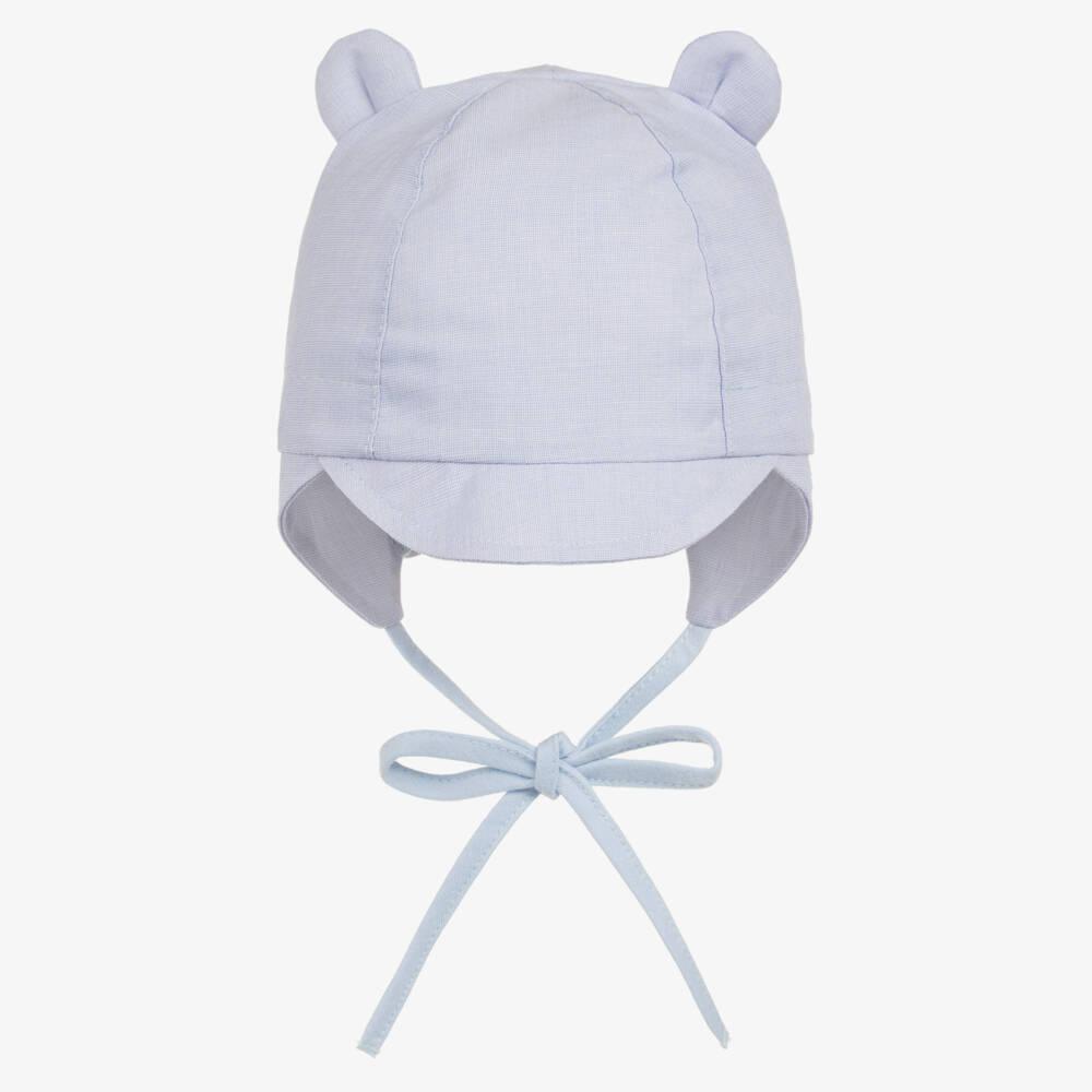 Jamiks-Baby Boys Blue Cotton Tie Fastening Hat | Childrensalon Outlet