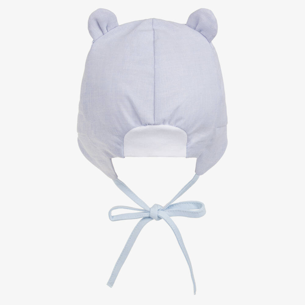 Jamiks-Baby Boys Blue Cotton Tie Fastening Hat | Childrensalon Outlet