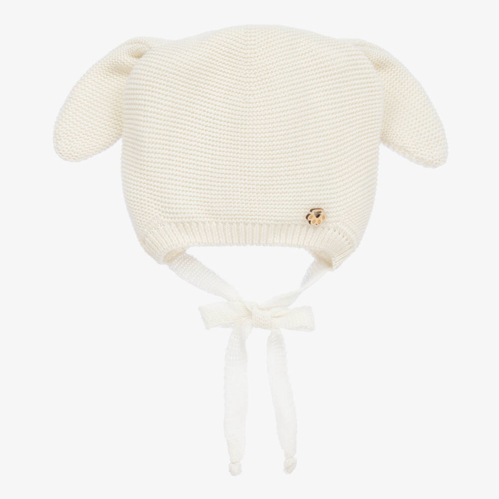 Jamiks-Baby Boys Ecru Bunny Ear Cap | Childrensalon Outlet