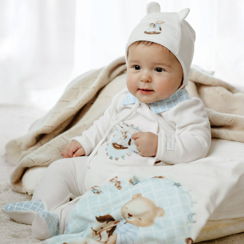 Jamiks-Baby Boys Ivory Velour Rocking Horse Blanket (85cm) | Childrensalon Outlet