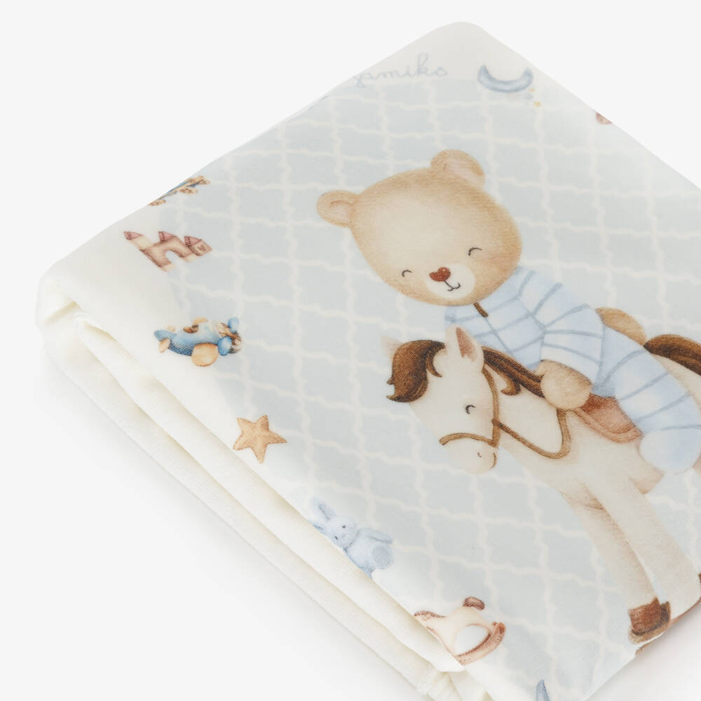 Jamiks-Baby Boys Ivory Velour Rocking Horse Blanket (85cm) | Childrensalon Outlet