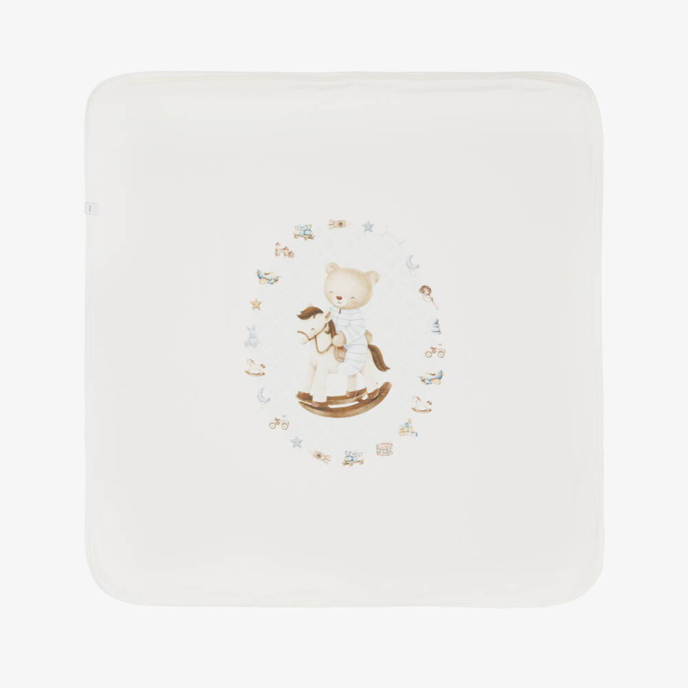 Jamiks-Baby Boys Ivory Velour Rocking Horse Blanket (85cm) | Childrensalon Outlet