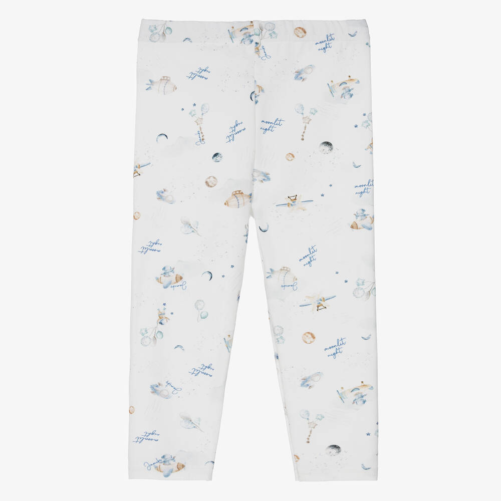 Jamiks - Baby Boys White Cotton Night Print Leggings | Childrensalon