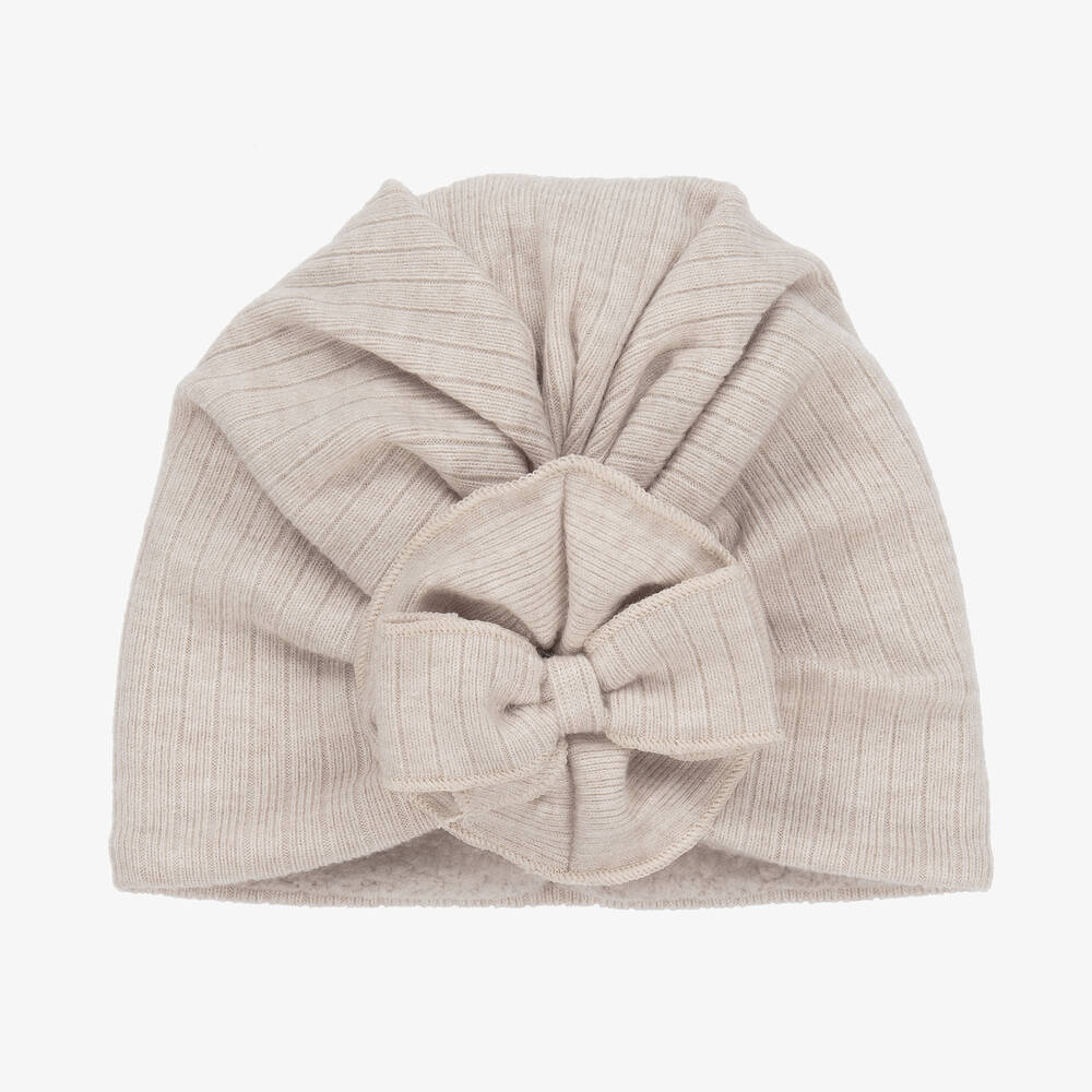 Jamiks - Baby Girls Beige Viscose Bow Turban | Childrensalon