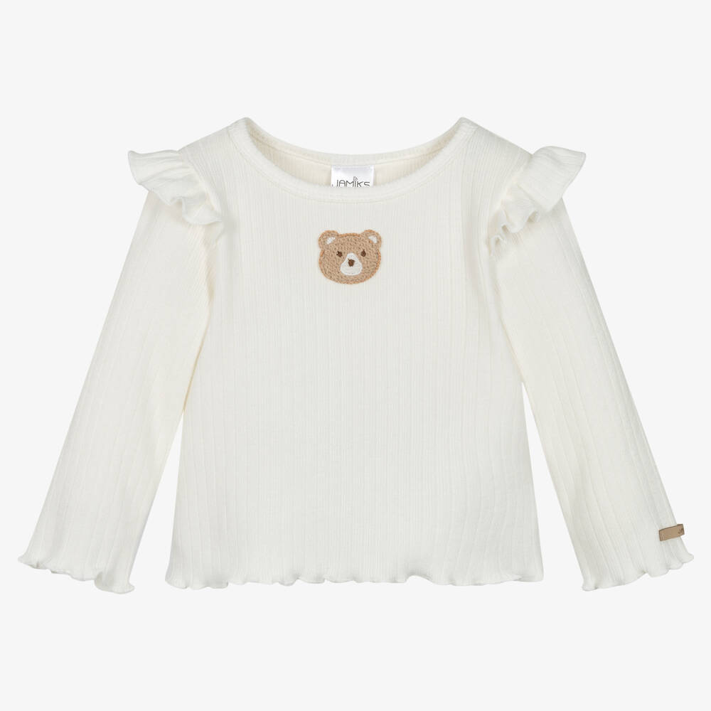 Jamiks - Baby Girls Ivory Bear Top | Childrensalon