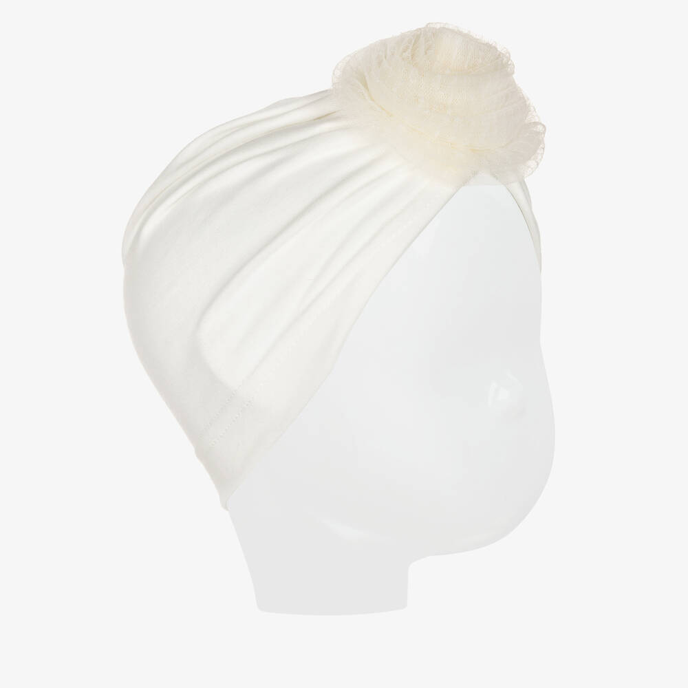 Jamiks-Baby Girls Ivory Cotton & Tulle Turban | Childrensalon Outlet