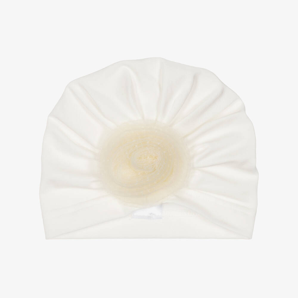 Jamiks-Baby Girls Ivory Cotton & Tulle Turban | Childrensalon Outlet