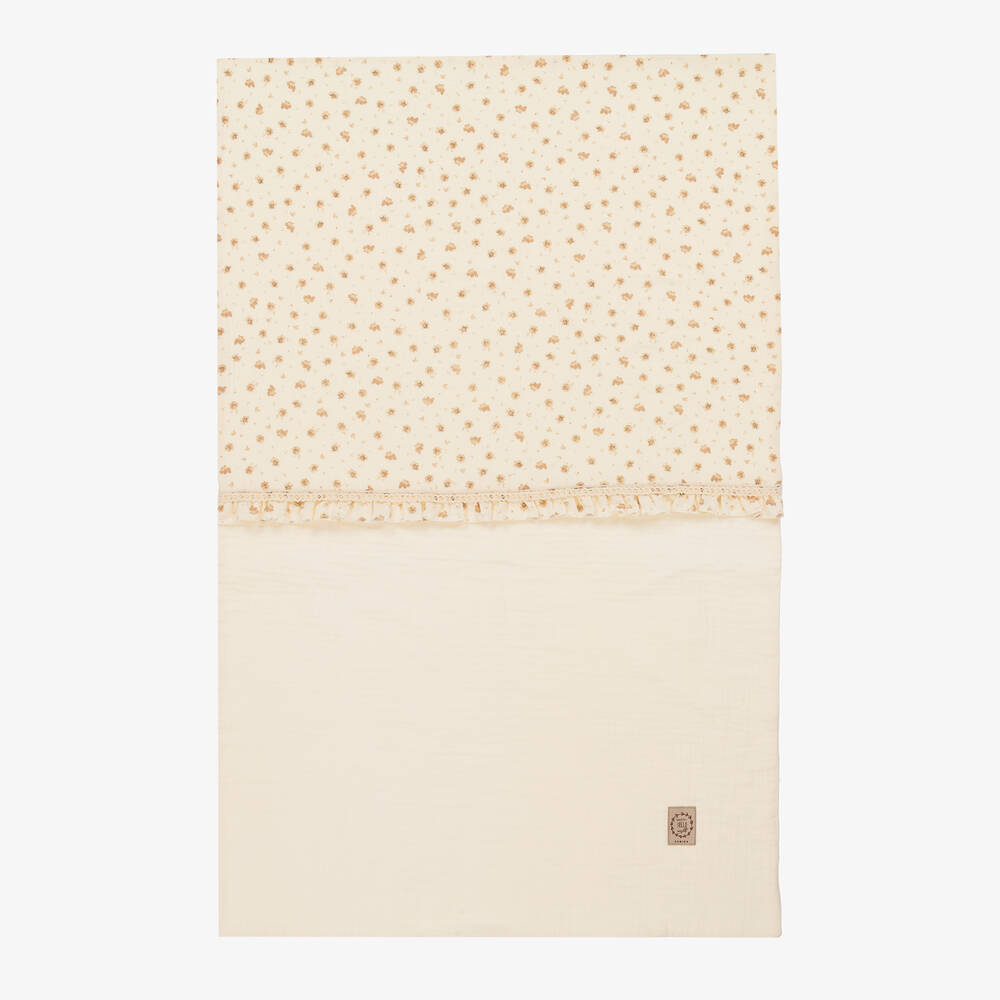 Jamiks-Baby Girls Ivory Floral Cotton Swaddle (100cm) | Childrensalon Outlet