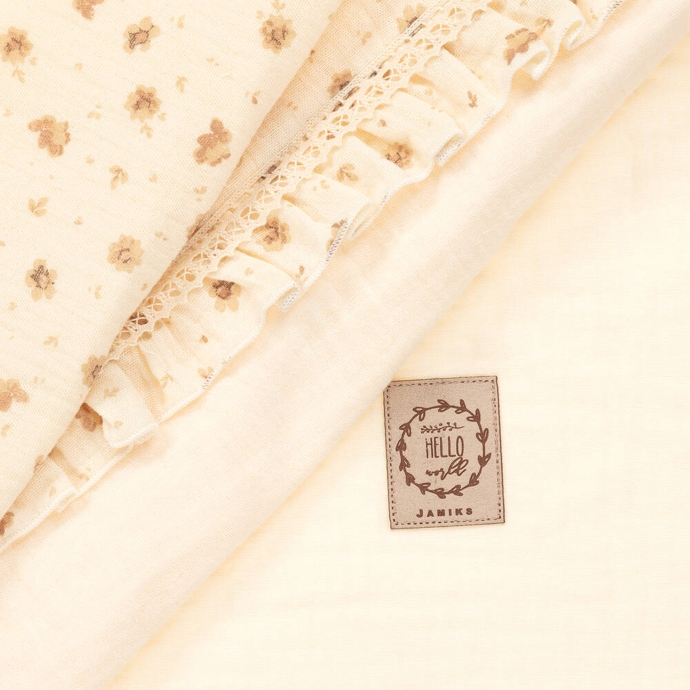 Jamiks-Кремовая хлопковая пеленка в цветочек для малышек (100см) | Childrensalon Outlet