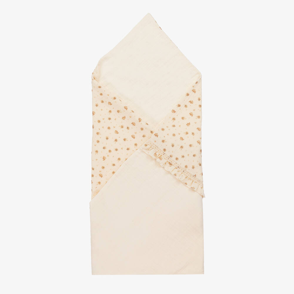 Jamiks-Кремовая хлопковая пеленка в цветочек для малышек (100см) | Childrensalon Outlet