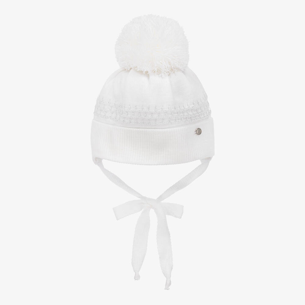 Jamiks-Baby Girls Ivory Pom-Pom Hat | Childrensalon Outlet