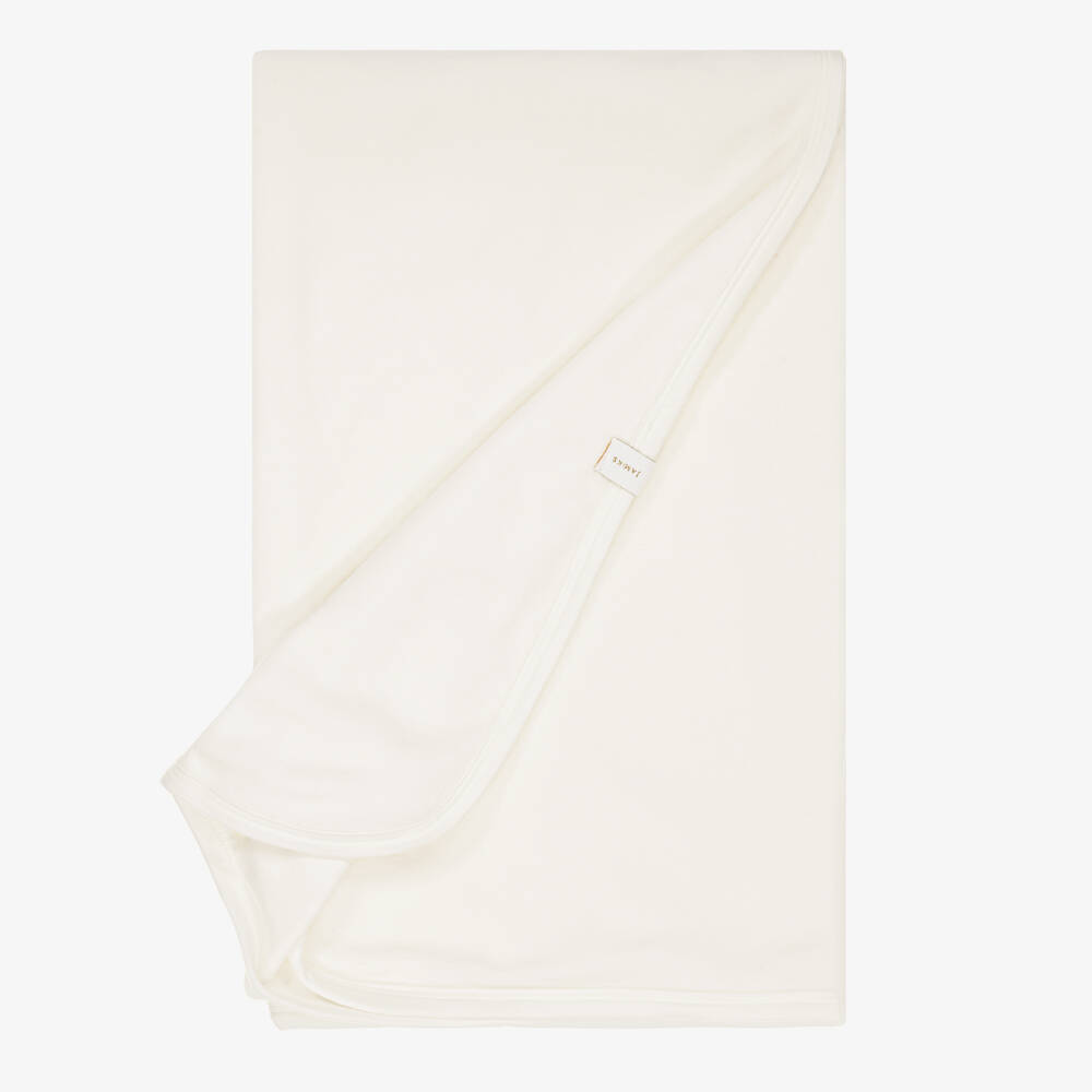 Jamiks-Baby Girls Ivory Velour Teddy Bear Blanket (85cm) | Childrensalon Outlet