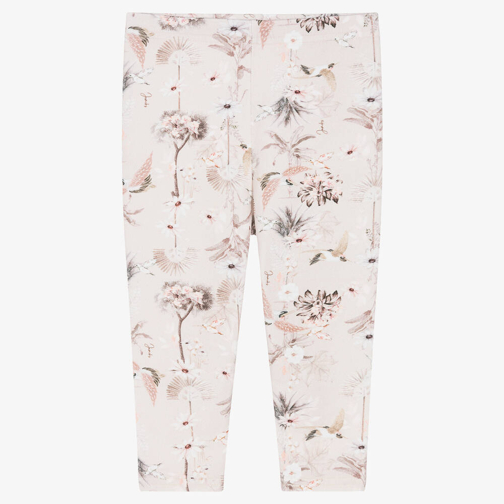 Jamiks - Baby Girls Pink Cotton Floral Print Leggings | Childrensalon
