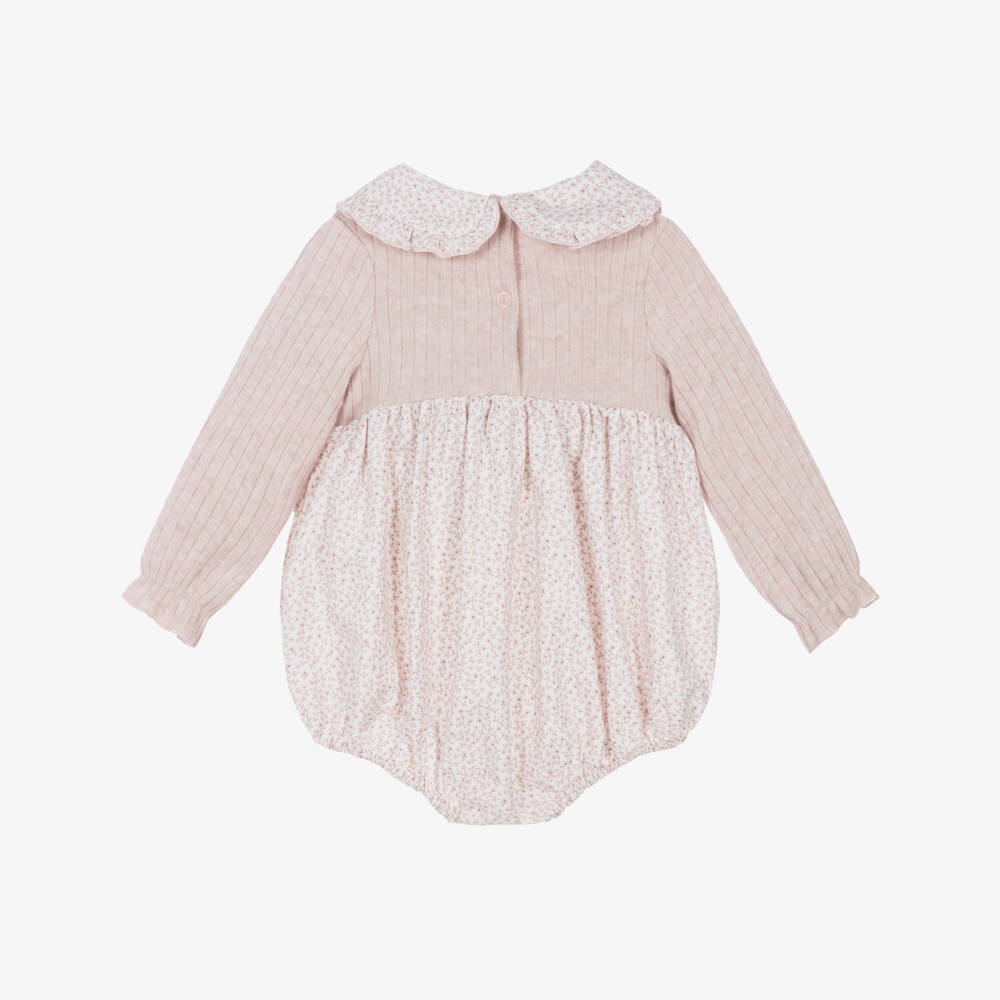 Jamiks-Baby Girls Pink Cotton Knit & Floral Shortie | Childrensalon Outlet