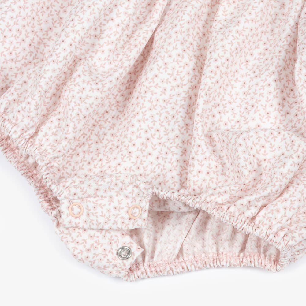 Jamiks-Baby Girls Pink Cotton Knit & Floral Shortie | Childrensalon Outlet