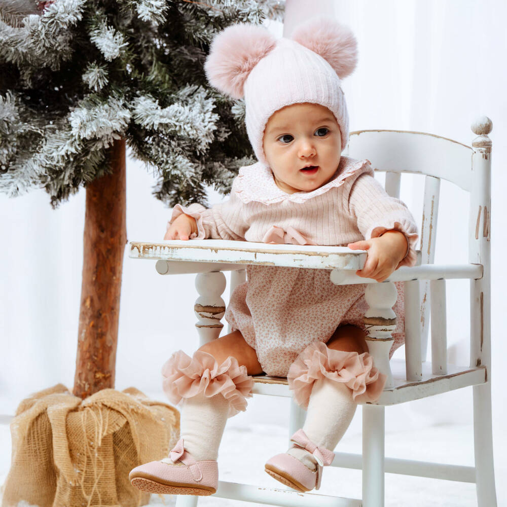 Jamiks-Baby Girls Pink Cotton Knit & Floral Shortie | Childrensalon Outlet