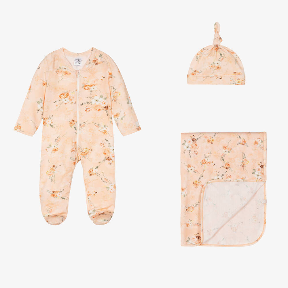 Jamiks - Baby Girls Pink Floral Babygrow Set | Childrensalon