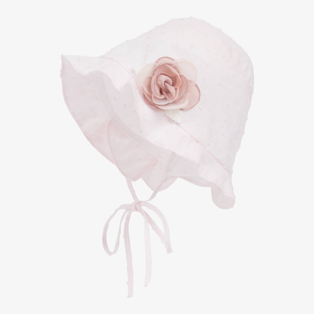 Jamiks-Розовый чепчик из хлопка плюмети | Childrensalon Outlet