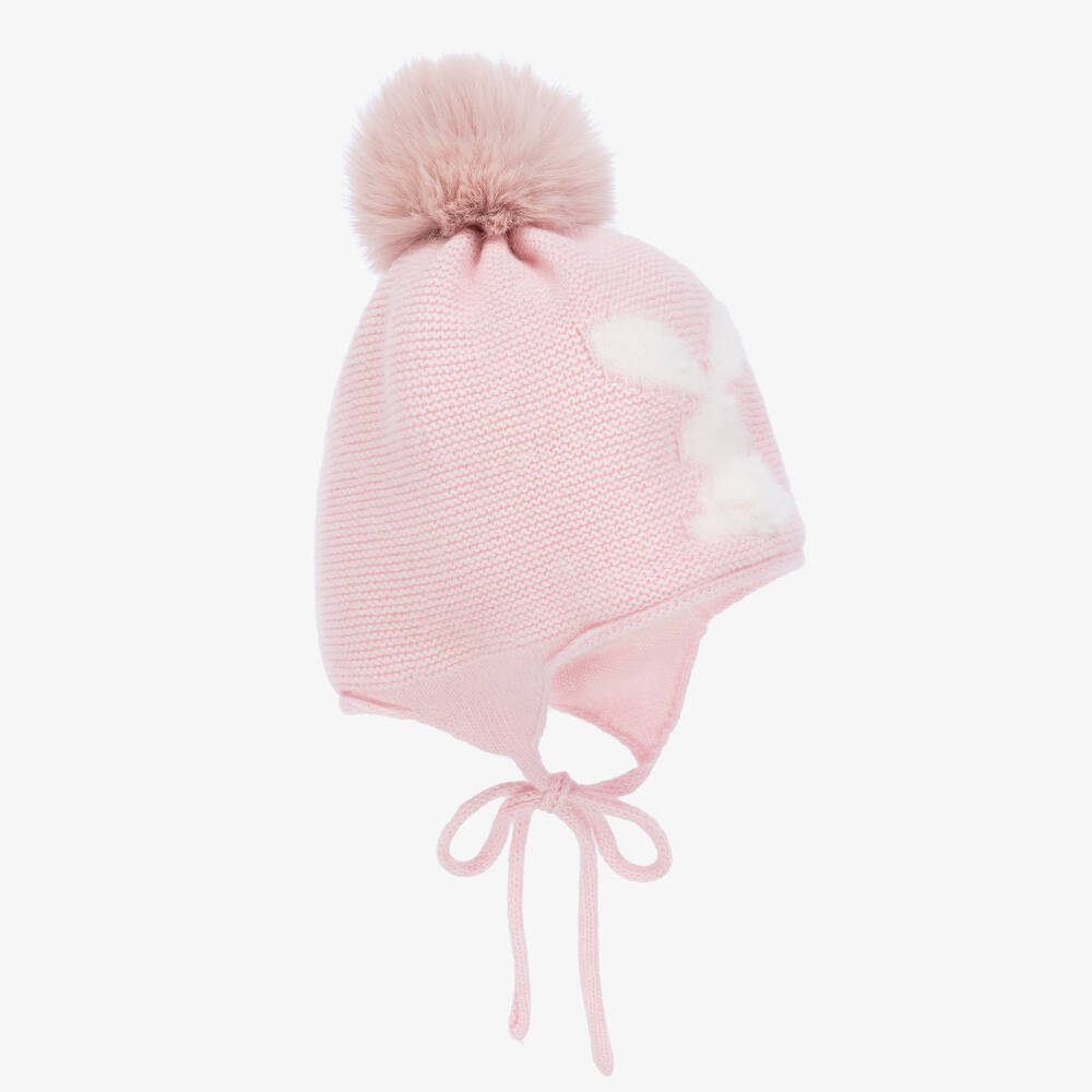 Jamiks-Baby Girls Pink Pom-Pom Bunny Hat | Childrensalon Outlet