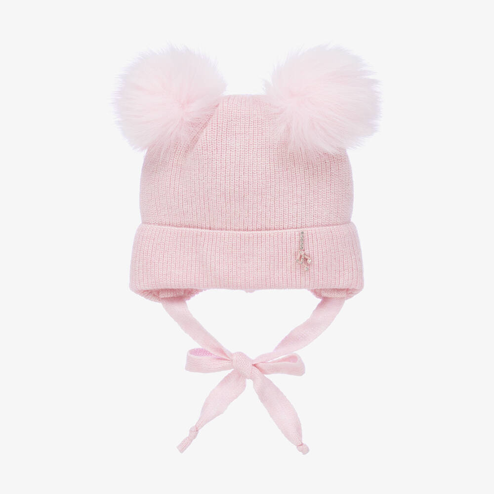 Jamiks - Розовая шапка с помпонами для малышек | Childrensalon