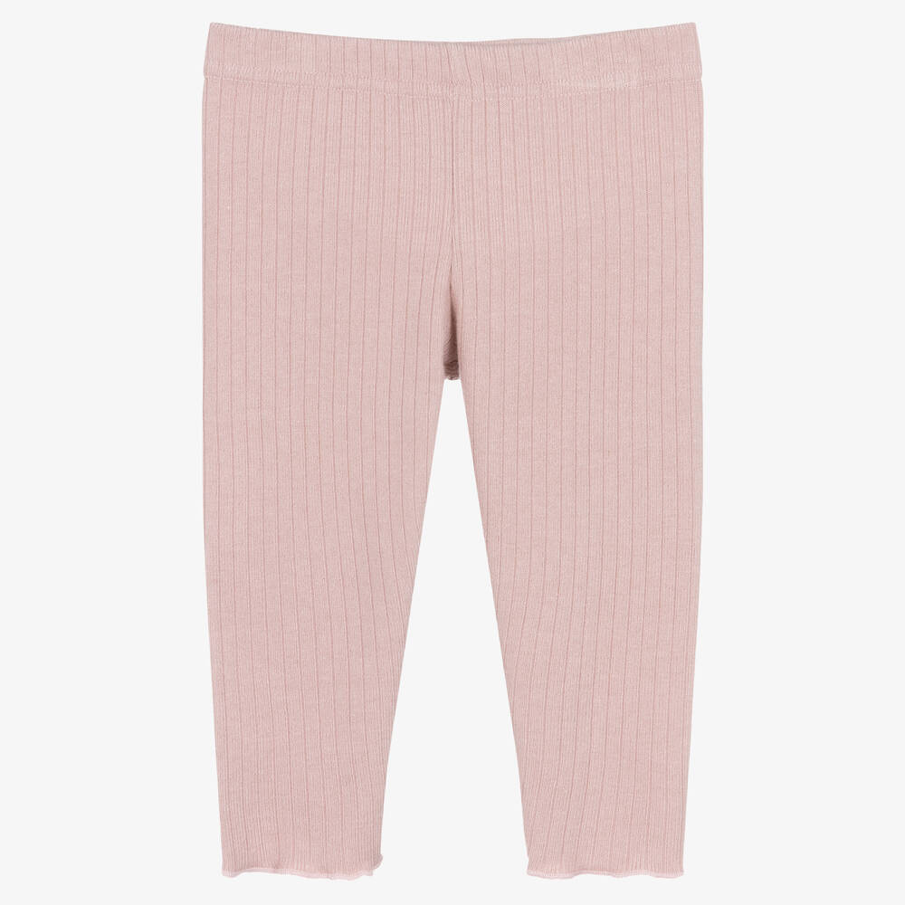 Jamiks - Baby Girls Pink Ribbed Leggings | Childrensalon