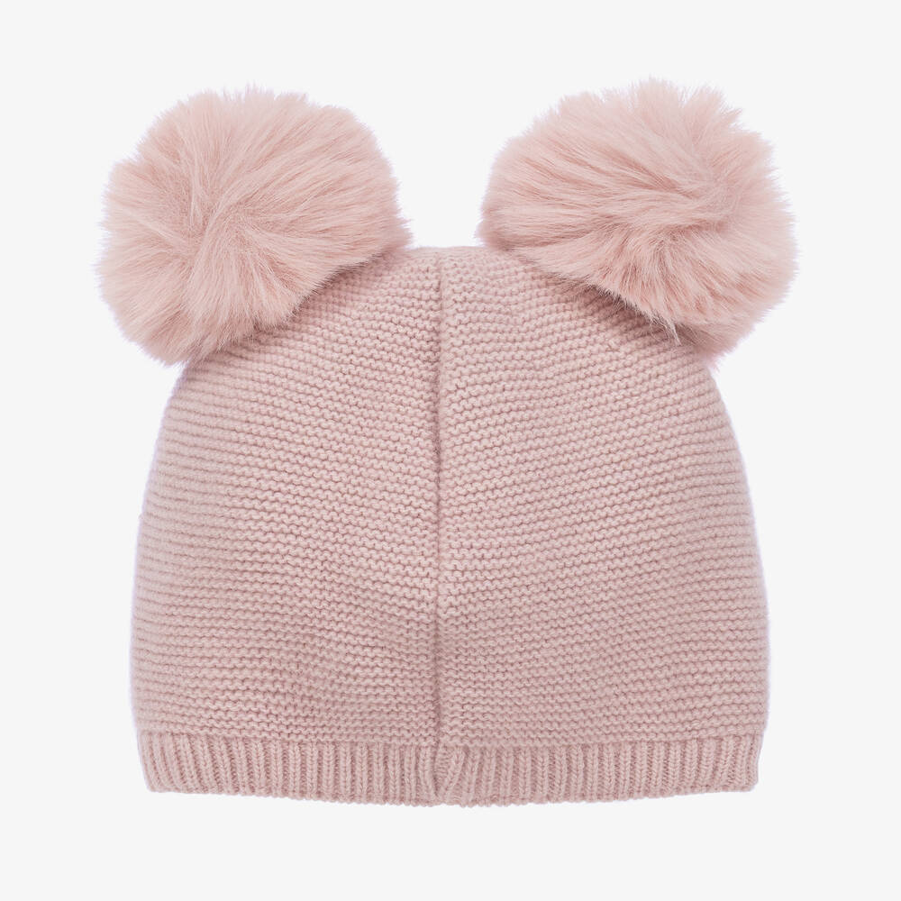 Jamiks-Baby Girls Pink Wool-Knit Pom-Pom Hat | Childrensalon Outlet