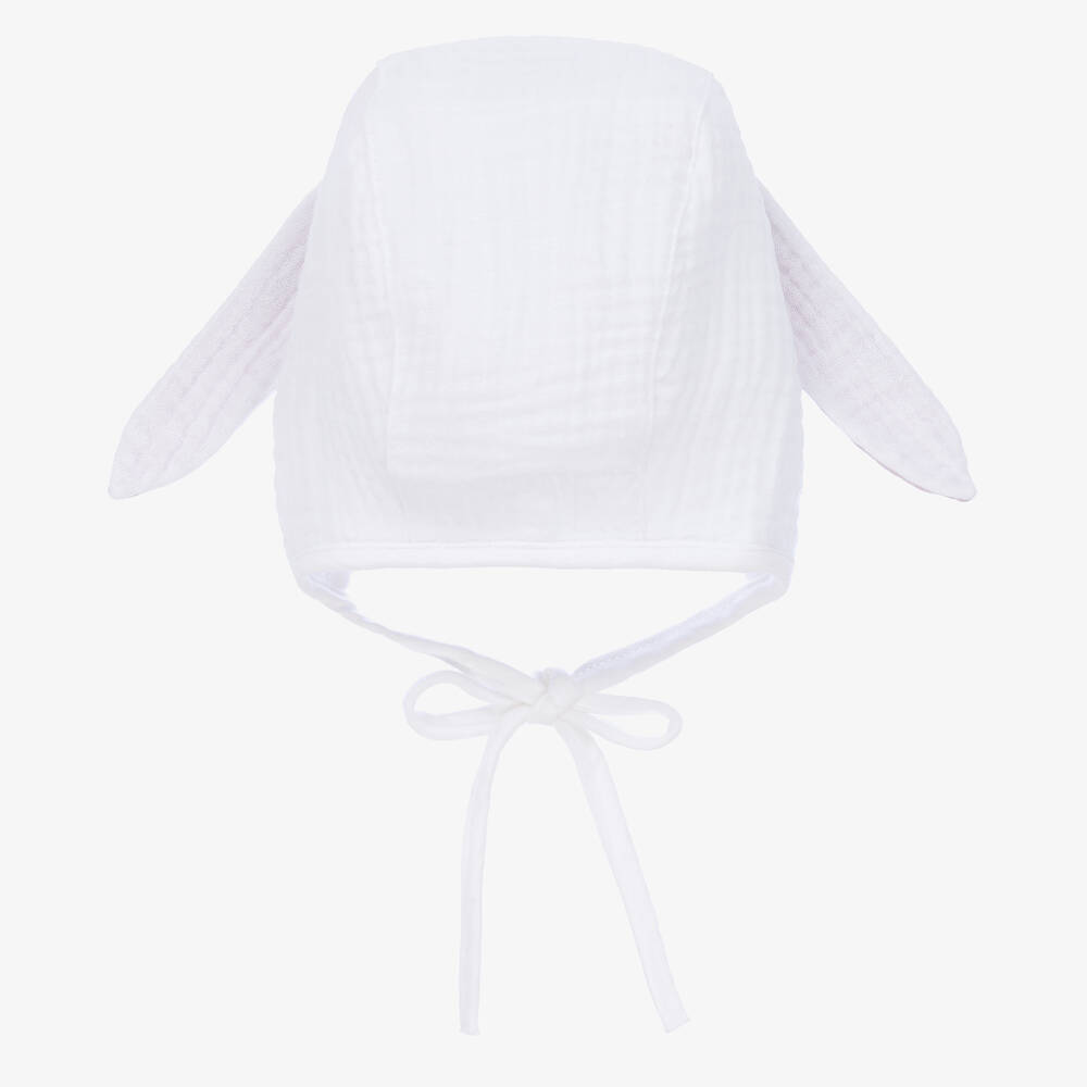 Jamiks-Белый хлопковый чепчик с заячьими ушками | Childrensalon Outlet
