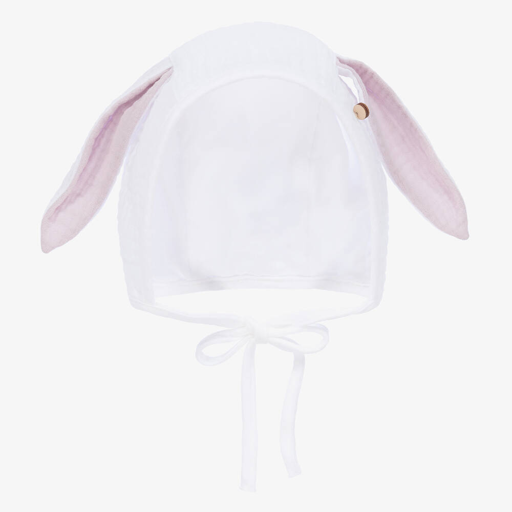 Jamiks-Белый хлопковый чепчик с заячьими ушками | Childrensalon Outlet