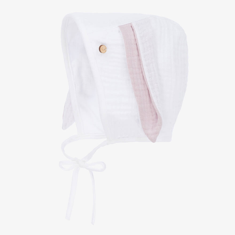 Jamiks-Белый хлопковый чепчик с заячьими ушками | Childrensalon Outlet