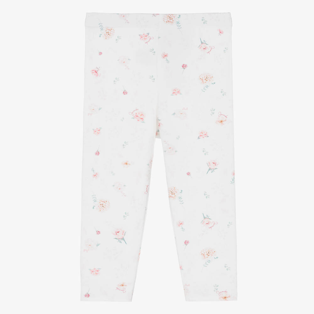 Jamiks - Legging coton blanc à imprimé roses | Childrensalon