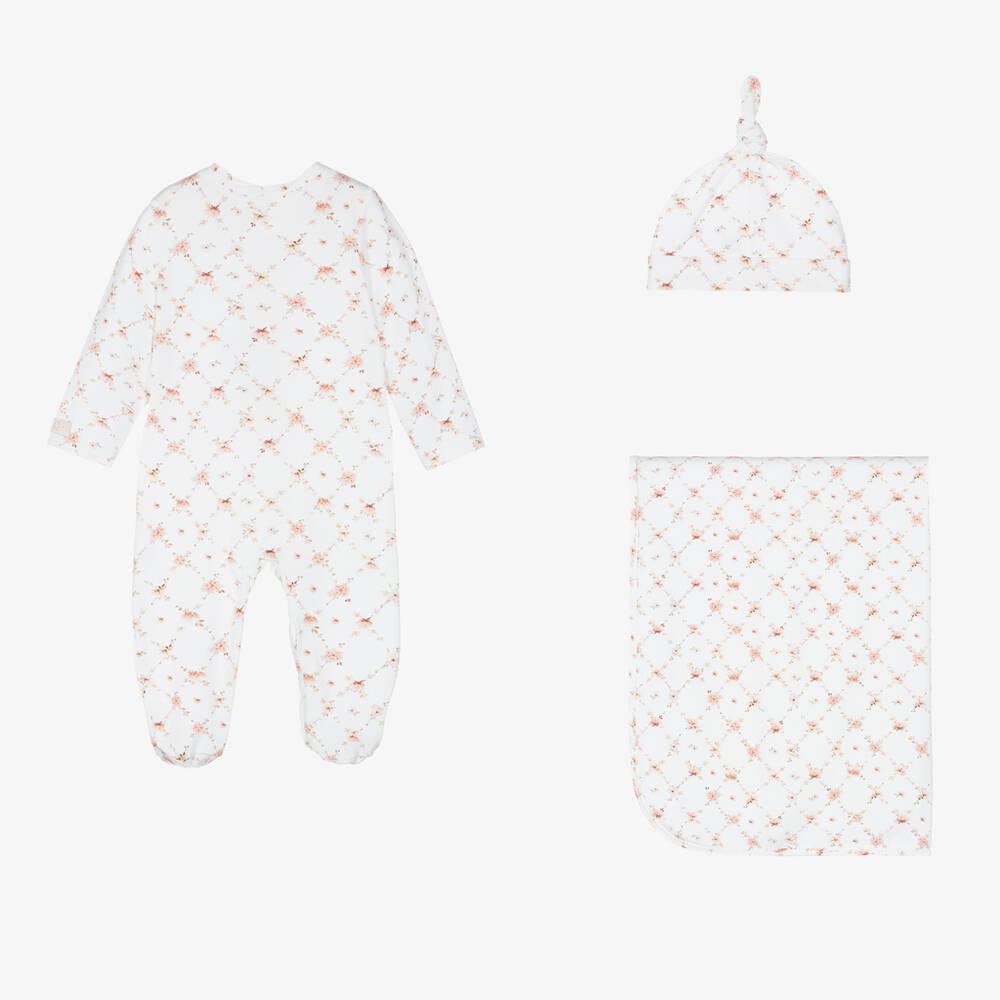 Jamiks-Белый комплект с комбинезоном в цветочек | Childrensalon Outlet