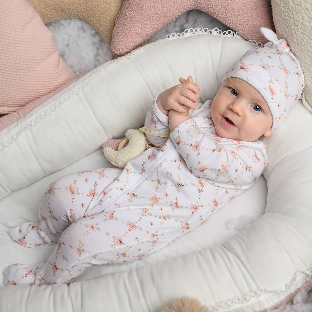 Jamiks-Белый комплект с комбинезоном в цветочек | Childrensalon Outlet