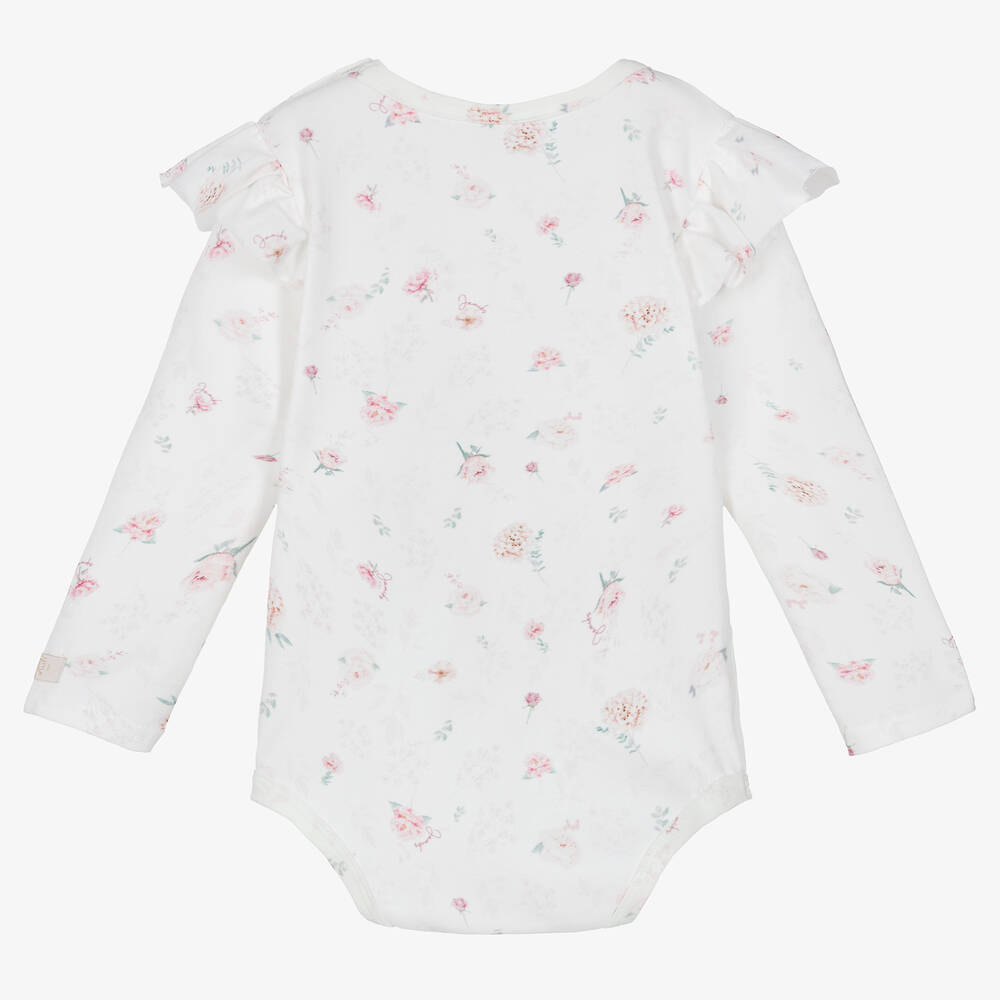 جاميكس-بودي سوت أطفال بناتي قطن لون أبيض بطبعة ورود | Childrensalon Outlet