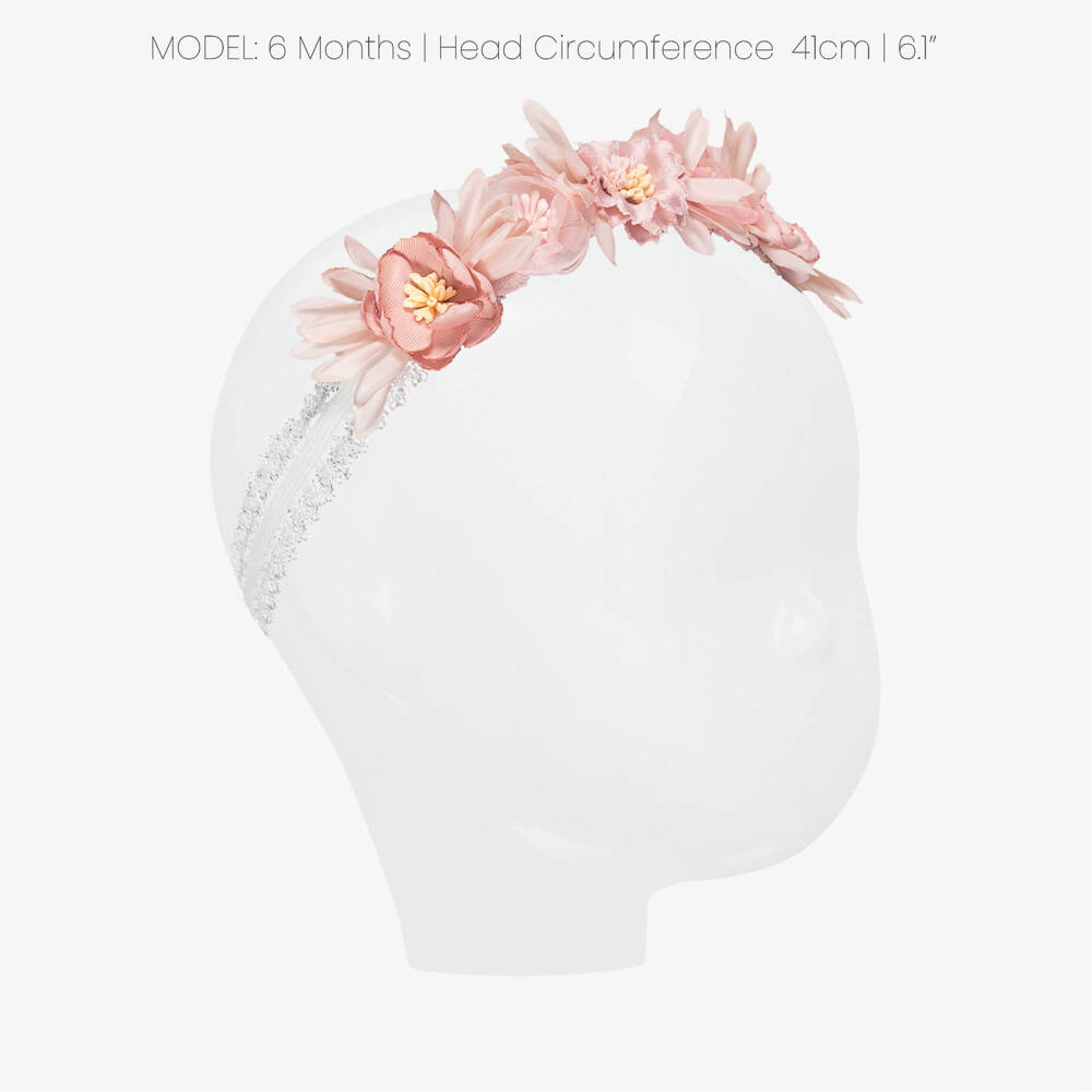 Jamiks-Baby Girls White Lace & Pink Floral Headband | Childrensalon Outlet