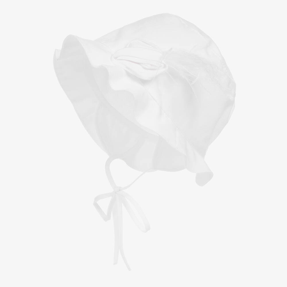 Jamiks-Baby Girls White Organic Cotton Hat | Childrensalon Outlet