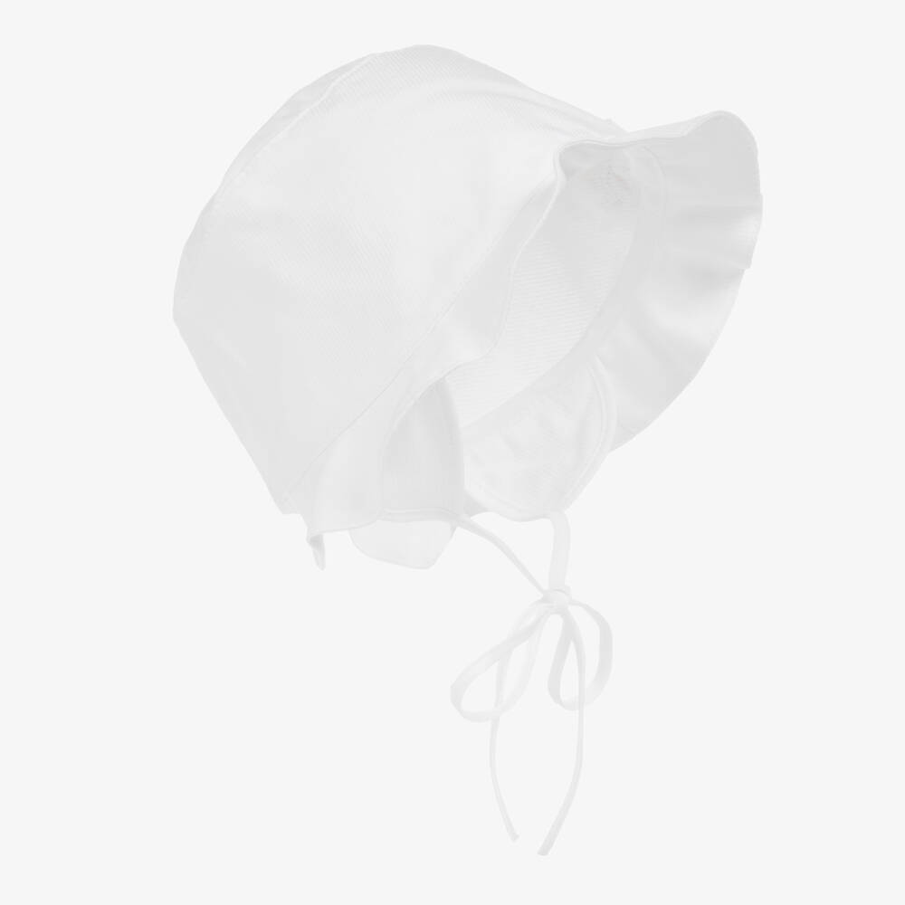 Jamiks-Baby Girls White Organic Cotton Hat | Childrensalon Outlet
