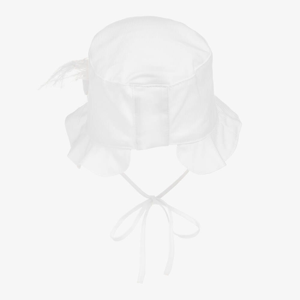 Jamiks-Baby Girls White Organic Cotton Hat | Childrensalon Outlet