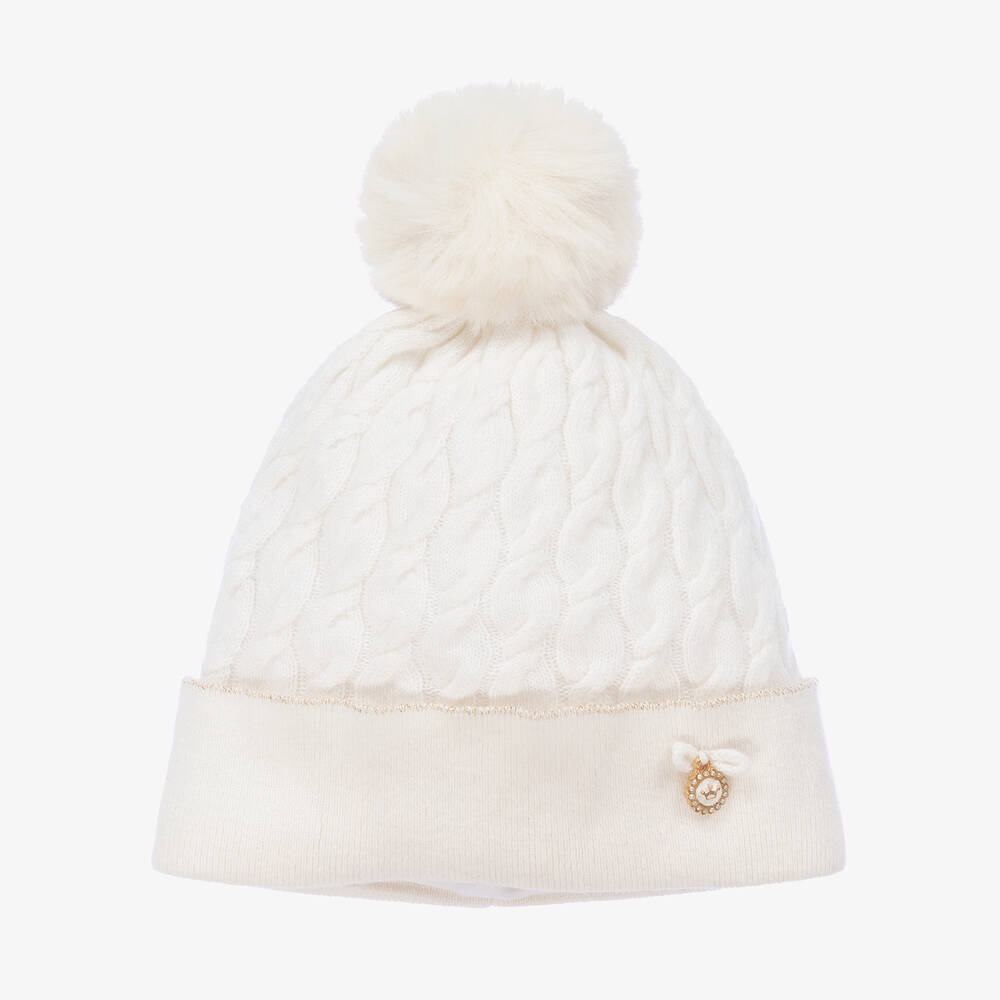Jamiks - Белая шапка с помпоном для малышек | Childrensalon