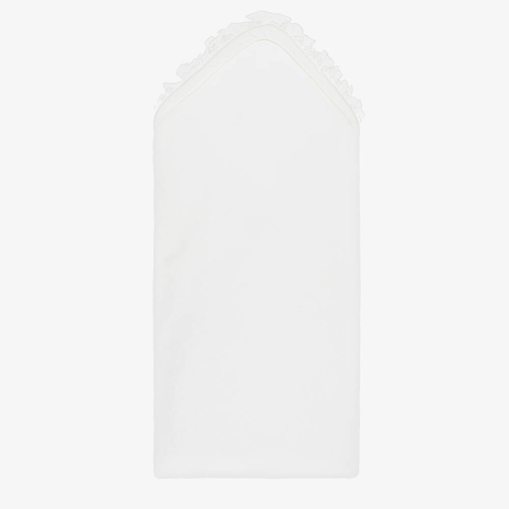 Jamiks-Baby Girls White Velour Nest with Lace Trim (70cm) | Childrensalon Outlet