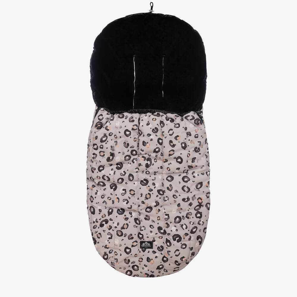 Jamiks - Beige & Black Leopard Print Footmuff (100cm) | Childrensalon