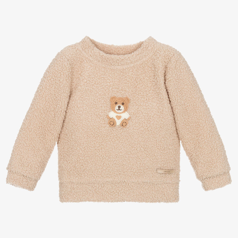 Jamiks-Beige Bouclé Fleece Baby Sweatshirt | Childrensalon Outlet