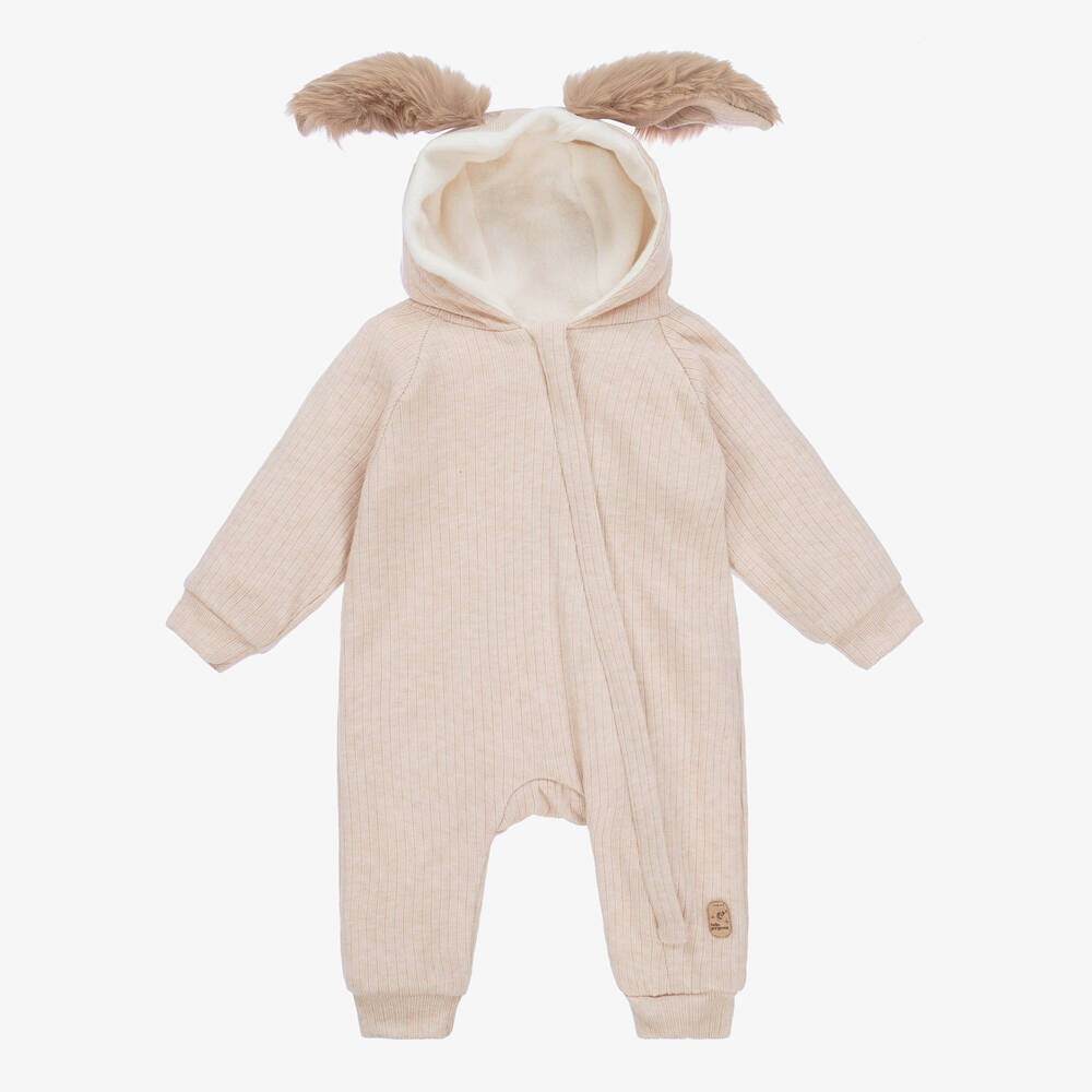 Jamiks-Beige Jersey Bunny Ears Pramsuit | Childrensalon Outlet